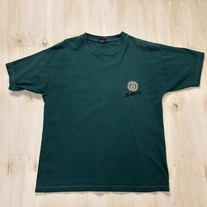 Vintage Ronwell St Moritz Shirt Mens Large Green Sun Travel Graphic Tee T-Shirt